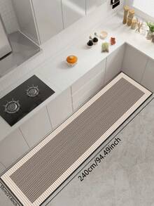 1pc Diatomaceous Earth Wave Striped Kitchen Mat, 3-Color Wave Texture, 3.5mm Thick Cuttable, Absorbent Anti-Slip Floor Mat, Small Rug For Kitchen, Bathroom, Entryway, Patio, Hot-Selling Long Strip Doormat - Multicolor - View 15