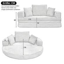 Flieks Multifunctional Freestanding Folding Sofa Bed (Boneless Couch) – Oval Bed With Cushions, Modular Sofa, Corduroy Fabric Cover (173 X 176 Cm), Suitable For Apartments, Living Rooms, Bedrooms - 黃色 - 查看 4