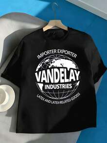 Camiseta de mujer extragrande Vandelay Graphic, 100% algodón, estampado gráfico único, estilo hip-hop urbano, transpirable. - Negro - Ver 2