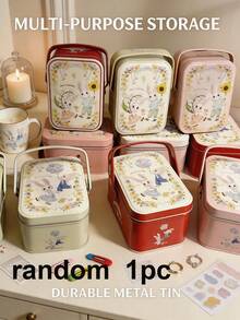 1pc/3pcs/Random Tin Box Festive Gift Box Wedding Candy Jar Wedding Favor Box Party Gift Packaging Easter Halloween Christmas Holiday Gift Box Souvenir Box Small Gift Jewelry Headwear Storage Box - Multicolor - View 8