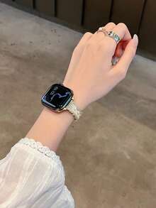 1pc Women's High-End Diamond Inlaid Metal Watch Band, Suitable For 38/40/41/42/44/45/46/49mm Ultra/SE/Series 10/9/8/7/6/5/4/3/2/1 - Gold - View 8