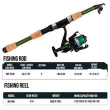 1.8m/5.9FT Telescopic Spinning Fishing Rod Combo With Size 1000 Pre-Spooled Spinning Reel, Tackle Box, Foldable Fishing Bucket Storage Bag, Complete Beginner Freshwater Fishing Kit - Green - View 6