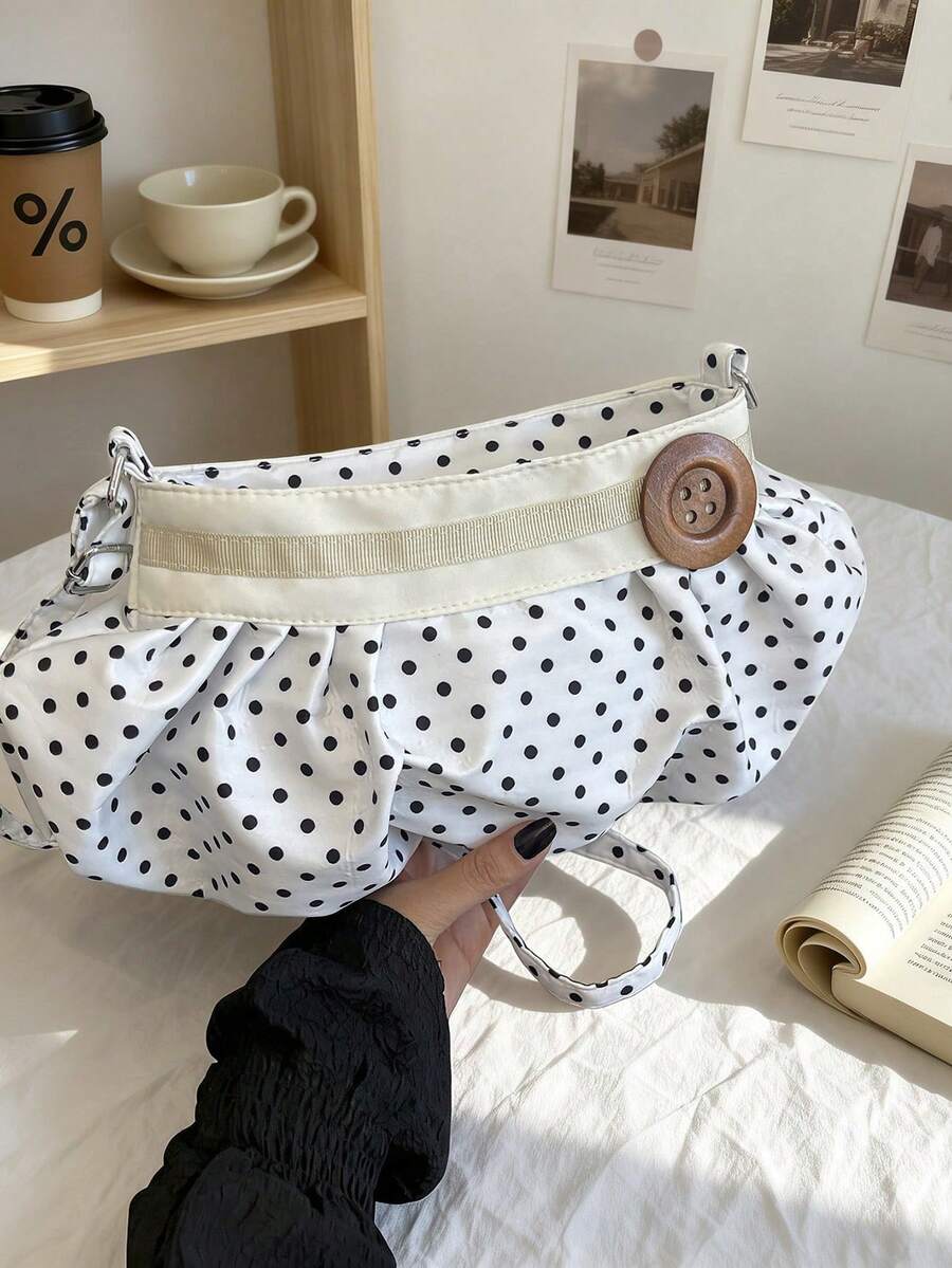 Korean Style Crocodile Embossed Handbag For Women, New Fashion Shoulder Bag, Minimalist Crescent Moon Tote Bag For Women, For Going To Work, Green - 駝色 - 查看 1