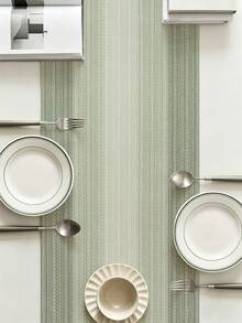 1pc,Crafted Table Runner,Modern Gradient Triangle Table Runner,Simple Striped Pattern Table Runner,Pointed Asymmetric Tablecloth,Suitable For Dining Table,Coffee Table,Home Decor,Durable Kitchen And Restaurant Decoration,Dining Table Decor - Light Green - View 2