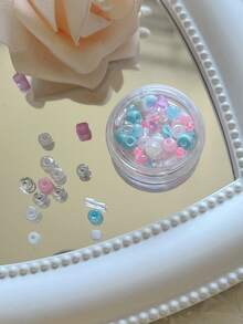 1 Bottle Mini Nail Art Seed Beads With Holes, Colorful Micro Beads, Simple Versatile All-Match Accessories Nail Charms - 彩色 - 查看 26
