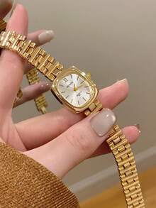Jam Tangan Quartz dengan Sambungan Bambu Persegi Warna Emas/Perak Ini Cocok untuk Dipakai Sehari-hari dan Juga Merupakan Hadiah Sempurna untuk Ulang Tahun dan Natal. - Emas - View 7