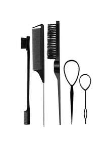 Hair Styling Tool Set (Includes Spray Bottle, Rat Tail Comb, Hairline Comb And Sectioning Clips) Lightweight Accessory Set, Suitable For Daily Updo, Bun, Sectioning And Smoothing Hairstyles - Black - View 9