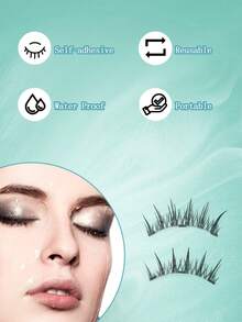1 Pair Magnetic False Eyelashes With Applicator, Upgraded Soft Magnetic Lashes, Portable Natural Look, Reusable, No Glue Needed, Manga Eye False Eyelashes - Black - View 5