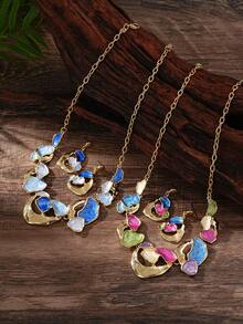 Cring Coco 2pcs/Set Perhiasan Wanita Set Fashion Boho Nautical Geometris Kalung dan Anting untuk Pesta Sehari-hari, Liburan, Festival Musik, Pantai, Aksesoris, Hadiah - geometri - View 10