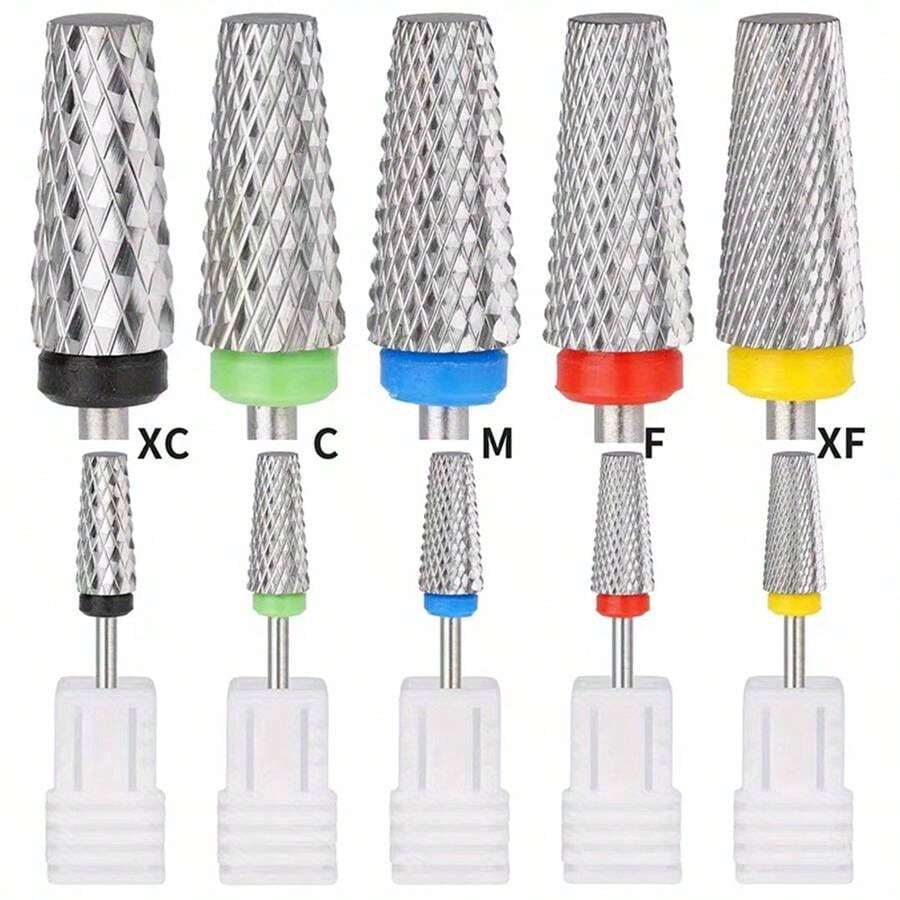 1/2/4/5PCS Professional Cross-Tooth Flat Head Nail Drill Bit Nail Polish Remover Cuticle Manicure For Taking Off Artificial Nails A Replacement Head For Electric Nail Files And A Tool For Hand And Foo - Silver - View 1
