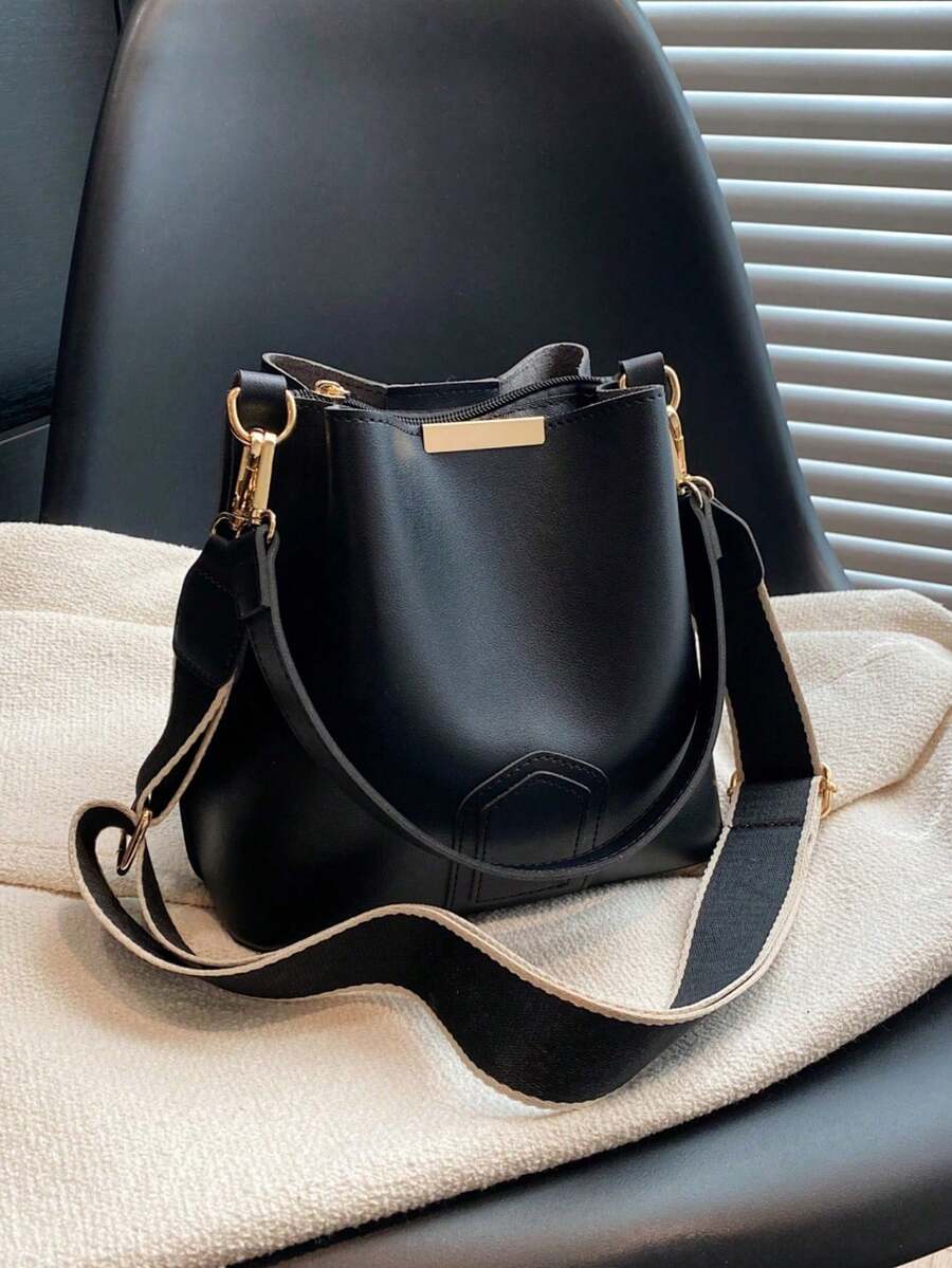 Leopard Print, Classic Vintage Women's Handbag With Premium Texture And Wide Strap, Shoulder Bag And Crossbody Bag For Work, Going To The Office, Dates, Shopping, Sophisticated Urban Everyday Bag - 黑色 - 查看 1