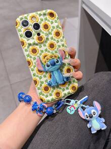 Disney Has Authorized, Phone Case - Chain Set, The Stitch Lilo & Stitch 3D Phone Case Plus A Silicone 3D Stitch Bracelet With Metallic Ring Removable Bracelet, Stitch And Angel Pattern, Compatible With Iphone17/16/15/14/13/12/38/XS/XR/X Plus Pro Max, A Stylish Cartoon Phone Case, The Perfect Gift Choice, Phone Protection, Durable Phone Cover, Great Gift For Friends And Family. - 白色 - 查看 3