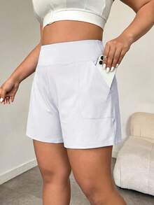 3pcs Plus Size Women Shorts Set, High Waist Elastic Tummy Control Loose Fit Shorts Sports - Multicolor - View 5