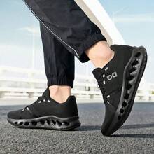 1 Pair Men's Sports Shoes, Casual Running Shoes With Air Cushion, Comfortable Outdoor Shoes, 2026 Summer New Fashion Versatile For Spring, Summer, Autumn, Winter, Suitable For Walking, Travel, Shopping, Men's Shoes, Gift For Boyfriend, Father's Day, Easter, Sizes 39-45 - Black - View 3