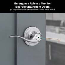1組室內緊急開鎖鑰匙，臥室/浴室門鋼製緊急釋放工具，適用於 Kwikset 室內把手與旋鈕，金色 - 多色 - 查看 5