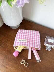 AGG 女用皺褶刺繡蝴蝶結小化妝包，內包，便攜旅行盥洗包，手提包，多功能護膚品收納包，女性衛生棉收納包，送給媽媽、女友的禮物，學生筆袋 - 彩色 - 查看 11