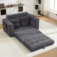 Two-Seater Sofa, Ideal For Lying Down And Sitting, With Widened Armrests And Side Pockets - Suitable For Living Room, Bedroom And Office, Grey - Dark Gray - View 7
