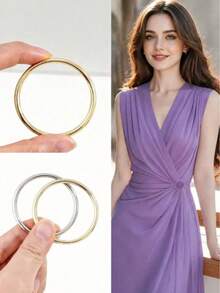 4pcs Invisible T-Shirt Hem Shortening Clips, Metal No-Sew Clothing Fastener Rings, Styling Buckles For Plus Size T-Shirts Waist, Dresses, Scarves - Multicolor - View 7