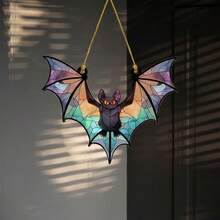Bohemian Style Bat Window Decor - Colorful Glass Style Acrylic Dreamcatcher, Colorful Bats With Black Branches - Indoor/Outdoor Gothic Home Garden Decoration, Easy To Hang, Outdoor Decor, Halloween Decoration - J642 - View 10