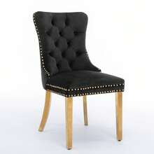 Set Of 2 65 Cm Dining Chairs In Velvet For Kitchen And Dining Room - Black - View 3