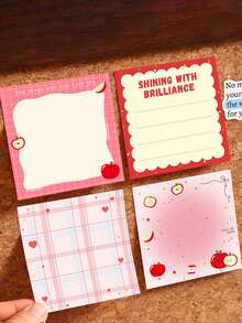 400/200/50pcs Pink Apple Series Sticky Notes, Tearable Non-Adhesive Memo Paper, Cute Girly Memo Notepad, Simple Grid Line Inner Page Square Sticky Notes, Suitable For Student Classroom Notes, Planner Decoration, Office Memo, Study Tracking, Daily Messages, School Supplies, Back To School, Soft And Fluffy, Office Desk Accessories, School, School Essential Supplies - one-size - View 2