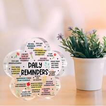 1pc Acrylic Flower-Shaped Inspirational Sign, Positive Affirmation Decor, Suitable For Office Desk, Dorm, Bedroom, Perfect Gift For Female Friends And Family - Style 1 - View 5