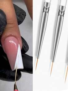 3er Set Nagelkunst Liner Pinsel, Ultra-Feine Linien Stifte (7/9/11mm) für UV Gel Nagellack, Transparente Griff Detail Liner Pinsel, geeignet für lange Linien, French Manicure, Mikro Malerei und DIY Heim Salon Nagelkunst Design Werkzeuge - Verschiedenfarbig - Übersicht 4