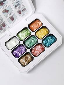 AiFer 9 Colors Shimmer Painting Solid Gel Nail Art Pigment - No Wipe, 3D Textured Oil Painting Designs For Manicure DIY & Salon Use For Summer - Multicolor - View 9