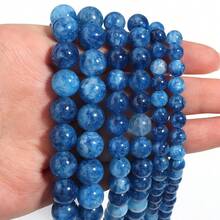 1串深藍色天然水晶 6/8/10mm 水晶珠 DIY手鍊項鍊珠飾串珠用 - 深藍色 - 查看 5