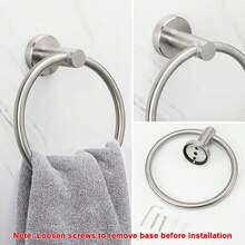 Stainless Steel Towel Ring – No Drill Wall Mounted Bathroom Organizer For Hand Towel, Washcloth - Silver - View 4