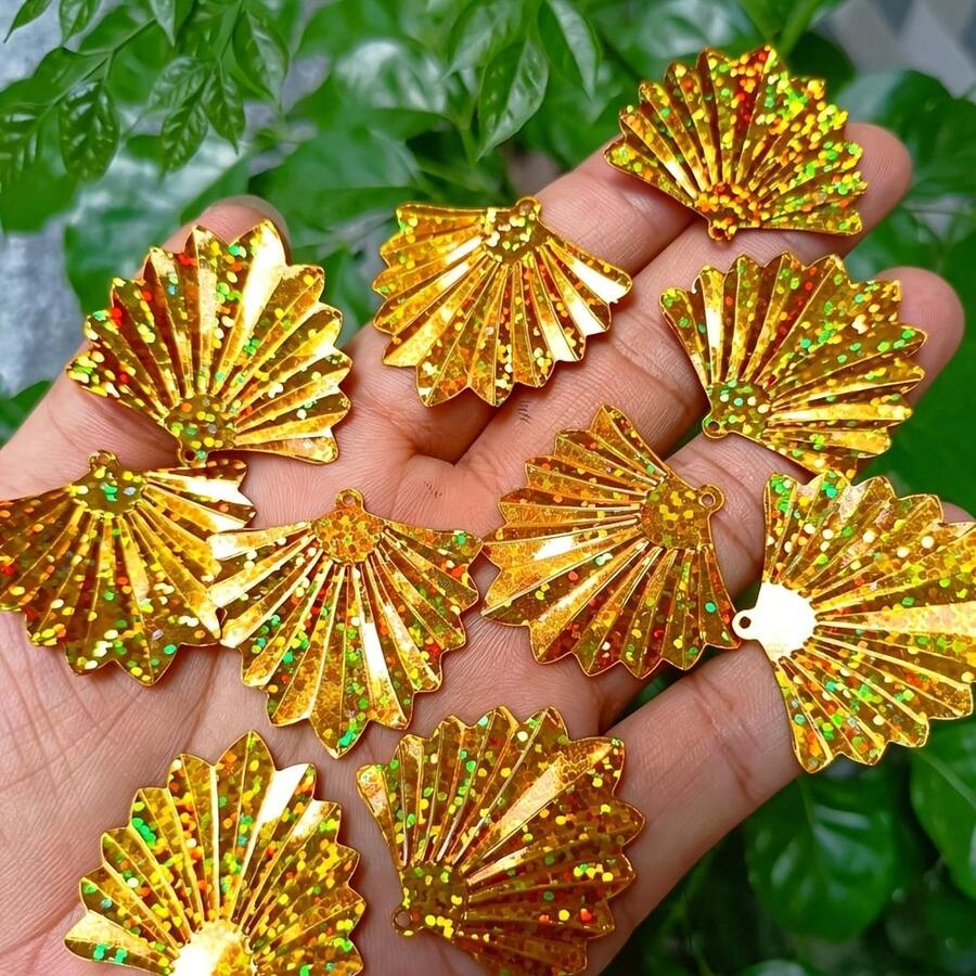 100pcs 35X37mm DIY Large Fan-Shaped Iridescent Sequins Pendant Sequins Clothing Headwear Handmade Beading Additions - Sector - View 1