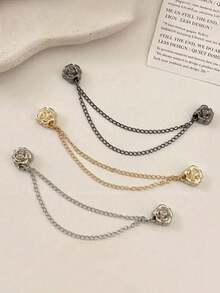 Adjustable Magnetic Camellia Cuff Clips - Durable Alloy, Detachable Hem Clips, Suitable For T-Shirts, Pants, And Fixing Overly Long Dress Sleeves For Outdoor Activities, Vacation, Travel, Outfit Accessories, And Gifting - Multicolor - View 5