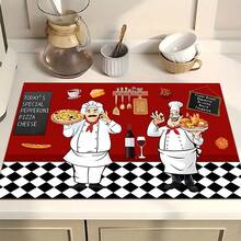 1pc Home Decor Chef Pattern Printed Dish Drying Mat, Espresso Machine Countertop Absorbent Mat, Sink Drainage Mat, Kitchen & Bathroom Supplies - Multicolor - View 4