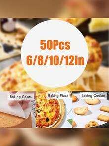 6/8/10/12 Inch 50Pcs Parchment Paper Rounds, Round Baking Sheets Paper, Uses For Cake Baking, Patty Separating, Tortilla Wrapping - White - View 1