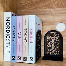European Style Church Arch Rose Hollow Metal Book Stand Set, Retro Iron L-Shaped Book Blocking Board, Suitable For Literary Readers, Students, And Study Storage Enthusiasts. Desktop Books Are Fixed For Storage, Decorative Ornaments, And Gifts. - B355 - View 8
