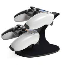 Iplay 1 pieza - Base de carga para mando de PlayStation 5 con indicador LED, interfaz TYPE-C, puede cargar dos mandos simultáneamente (Blanco) - Ver 9