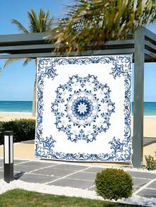 1PC Outdoor Thickened Waterproof UV Protection Gradient Mandala Flower Green Bohemian Pattern Garden Patio Canopy Beach Sunshade Tent With Free Rope (Frame Not Included) - Multicolor - View 1