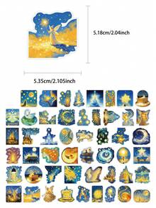 50pcs Cartoon Wishing Star Stickers For Skateboard Guitar Laptop Scrapbook Decor DIY Transparent Stickers School Supplies - A - View 2