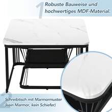 Modern Coffee Table / MDF Coffee Table With Marble Look / Extendable Coffee Table / Lightweight Luxury / Suitable For Various Occasions / Load Capacity 30 Kg / Suitable For Living Rooms And Offices - White - View 9
