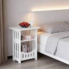 White Nightstand, Compact PVC Nightstand, Multifunctional Storage Cabinet, Waterproof Side Table, Suitable For Bedroom, Bathroom, Kitchen, Easy To Move Mini Storage Cabinet, With Sturdy Leg Frame - White - View 2