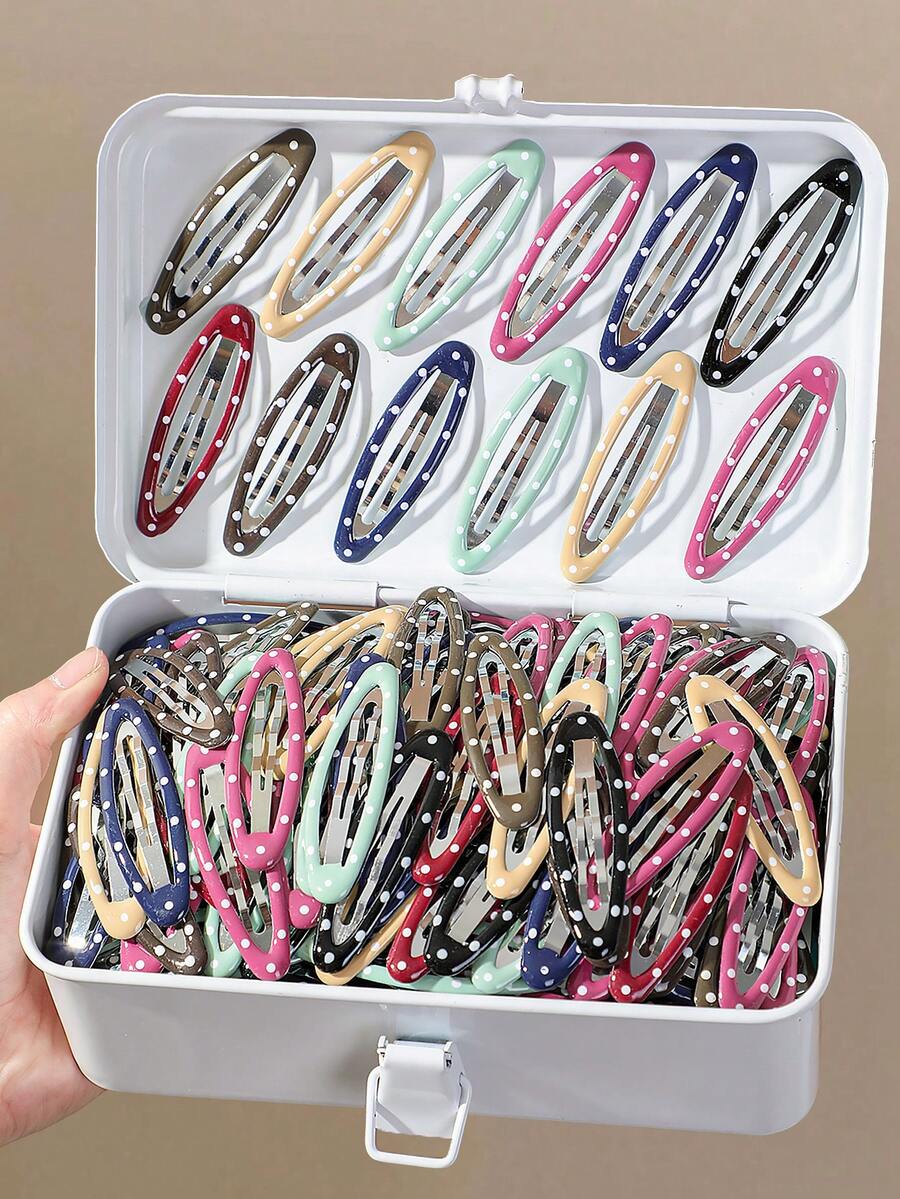 20 piezas de pinzas para el cabello de niña con lunares de dibujos animados multicolor, accesorios para el cabello, pinzas laterales, pinzas para la parte trasera de la cabeza, pinzas para el flequillo, pinzas para cabello suelto para uso diario - Multicolor - Ver 1