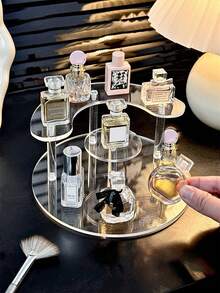 Acrylic Perfume Display Rack, Cosmetics Display Rack, Elevated Display Rack For Stores, Multi-Tier Stepped Square Display Rack For Figurines, Antiques, Jewelry, And Other Collectibles - A - View 2