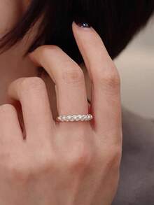1pc Elegant Cubic Zirconia Ring, Suitable For Women, Suitable For Wedding, Engagement, Anniversary Party, Valentine's Day Gift - 1# - View 4