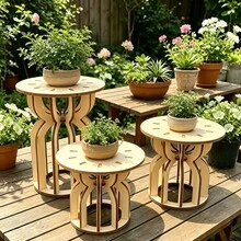 1pc Wooden Shaped Planter Stand, Desktop Greenery Plant Holder, Nordic Style Succulent Display Rack, Suitable For Home, Office, Cafe, Flower Shop Decoration, Ideal Housewarming, Birthday, Graduation Gift For Greenery And Flower Lovers - A - View 3