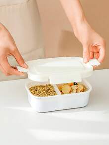 1pc/Sealed Fresh-Keeping Lunch Box With Lid, Food Storage Container, Divided Bento Box, Refrigerator Storage Box, Kitchen Storage, Portable Outdoor Insulated Lunch Box, Suitable For Home, Restaurant, Office, Fruit, Picnic, School, Holiday Gathering, Holiday Party, Meal Prep, Holiday Gift Box. - Off White - View 9