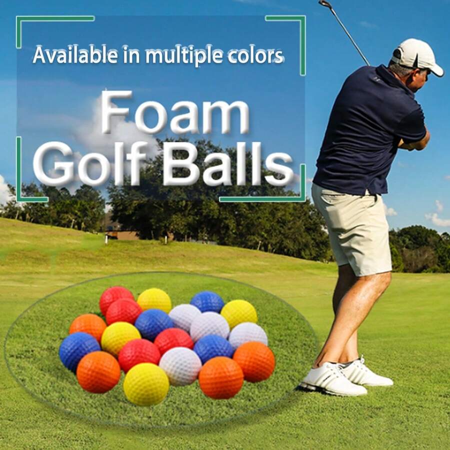 20 quả bóng golf xốp, cảm giác chân thực và bền bỉ, thiết kế hạn chế bay xa, phù hợp dùng trong sân vườn, trong nhà hoặc ngoài trời, phụ kiện golf - Nhiều màu - Xem 1