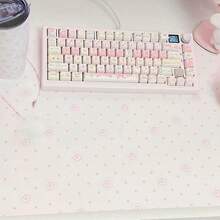 Pink Polka Dot Fish Egg Y2K Style Waterproof Anti-Slip PU Leather Desk Mat Full Screen Protection Mouse Pad - View 2