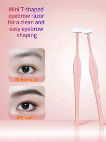 3件/1件組 T型不鏽鋼安全修眉刀 臉部修容工具 眉毛修型化妝工具 - 彩色 - 查看 1