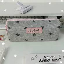 1pc Grey Pink Star High Beauty Pen Bag Large Capacity Student Stationery Pen Bag Stationery Storage Bag - Multicolor - View 11