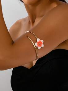 Flower Minimalist Arm Cuff Adjustable Fashionable Armlet - Orange Gradient - View 1